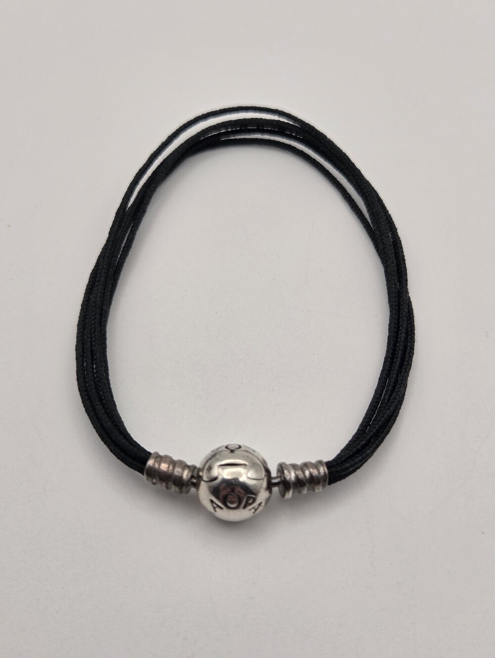 Authentic Pandora S925 Ale Ss Black Fabric Multi Strand Bracelet 590715cbk